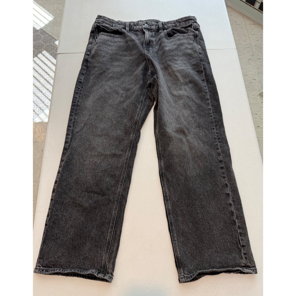 American Eagle Real Good Stretch Straight Leg Jeans Washed Black Womens 14 Reg